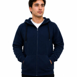CAMPERA DE FRIZA, CON CAPUCHA Y BOLSILLOS